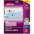 Avery® Matte Address Labels With Sure Feed® Technology, 18662, Rectangle, 1-1/3" x 4", Clear, Pack Of 140