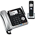 AT&T TL86109 DECT 6.0 Digital 2-Line Corded/Cordless Phone With Digital Answering System, Silver/Black