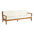 Linon Clemmett Outdoor 3-Seater Sofa, 32-4/5”H x 92-1/2”W x 35-1/3”D, Teak/Antique White