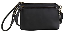 Office Depot® Brand Cece Xbody Faux-Leather Mini Wristlet, 4-1/2"H x 1-1/2"W x 1-1/2"D, Black