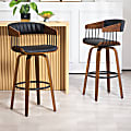 Glamour Home Beaumont Faux Leather Barstool With Back, Black/Brown 1 thumbnail image