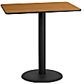 Flash Furniture Laminate Rectangular Table Top With Round Bar-Height Table Base, 43-1/8"H x 24"W x 42"D, Natural/Black