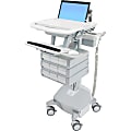 Ergotron StyleView Laptop Cart Desk Workstation 3 Drawers, 50-1/2"H x 17-1/2"W x 30-3/4"D, White/Gray