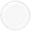 Amscan Scalloped Premium Plastic Plates With Trim, 10-1/4", White/Silver, Pack Of 10 Plates 1 thumbnail image