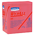 Wypall X80 Wipers, 1/4 Fold, Hydroknit, 12 1/2" x 12", Red, Pack of 50