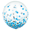 Amscan 24" Confetti Balloons, Blue/Silver, 2 Balloons Per Pack, Set Of 2 Packs 1 thumbnail image