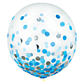 Amscan 24" Confetti Balloons, Blue/Silver, 2 Balloons Per Pack, Set Of 2 Packs