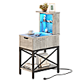 Bestier LED Rectangular Night Stand With USB Ports, Charging Station & Drawer, 37-5/8”H x 14-1/16”W x 21-11/16”D, Retro Gray 1 thumbnail image