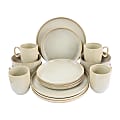 Gibson Elite Blaise 16-Piece Stoneware Dinnerware Set, Beige