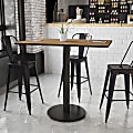 Flash Furniture Rectangular Laminate Table Top With Round Bar Height Table Base, 43-3/16”H x 30”W x 48”D, Walnut