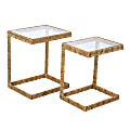 SEI Ismaya Water Hyacinth C Tables, 24-1/4"H x 20"W x 16"D, Glass/Natural, Set Of 2 Tables