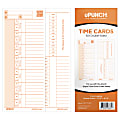 uPunch Time Cards For PK1100 Time Clock, 3-7/16" x 8-1/4", Pack Of 100 Cards