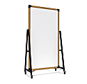 Ghent Prest Magnetic Dry-Erase Whiteboard, Porcelain, 40-1/2” x 73-3/4”, White, Natural Wood Frame