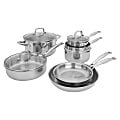 Henckels Clad H3 10-Piece Stainless Steel Cookware Set, Silver 1 thumbnail image