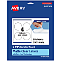 Avery® Permanent Labels With Sure Feed®, 94514-CMF50, Round, 3-1/2", Matte Clear, Pack Of 200 1 thumbnail image