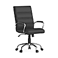 Flash Furniture LeatherSoft™ Faux Leather Mid-Back Office Chair With Chrome Base And Arms, Black/Gray