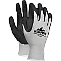 Memphis Shell Lined Protective Gloves - Medium Size - Nylon, Foam Palm, Nitrile Palm - Gray, Black, White - Knit Wrist, Knitted Cuff, Comfortable - For Material Handling, Assembling, Farming, Construction, Landscape, Plumbing, Shipping - 1 Dozen