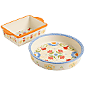 Gibson Laurie Gates Tierra Hand-Painted 2-Piece Pie Dish And Bakeware Set, Multicolor