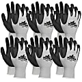 Memphis Shell Lined Protective Gloves - Small Size - Nylon, Foam Palm, Nitrile Palm - Gray, Black, White - Knit Wrist, Knitted Cuff, Comfortable - For Material Handling, Assembling, Farming, Construction, Landscape, Plumbing, Shipping - 12 / Dozen