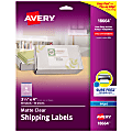 Avery® Easy Peel® Clear Inkjet Shipping Labels, 18664, 3 1/3" x 4", Pack Of 60