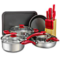 MegaChef 22-Piece Cookware Combo Set, Red