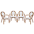 Flash Furniture 4 Pack Lourdes Indoor/Outdoor Commercial Thonet Bistro Stacking Chair with Arms, White & Gray/Natural Frame -4SDA6422AWGYN 1 thumbnail image