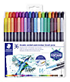 STAEDTLER Double-Ended Watercolor Brush Pens, Fine & Brush tips, Assorted Colors, Pack Of 36 1 thumbnail image