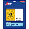 Avery® Print-To-The-Edge Labels With Sure Feed® Technology And Easy Peel® Label Feature, 94053-BYP40, Oval, 1" x 2", Matte Bright Yellow, Pack of 960 1 thumbnail image