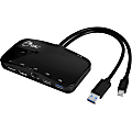 SIIG Mini-DP Video Dock with USB 3.0 LAN Hub - Black - for Notebook/Tablet PC/Desktop PC - USB 3.0 - 3 x USB Ports - 3 x USB 3.0 - Network (RJ-45) - HDMI - DisplayPort - Mini DisplayPort - Wired