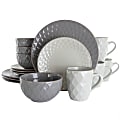Elama Tahitian Diamond 16-Piece Stoneware Dinnerware Set, Slate/Pearl 1 thumbnail image