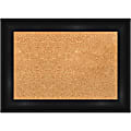 Amanti Art Rectangular Non-Magnetic Cork Bulletin Board, Natural, 22” x 16”, Grand Black Narrow Plastic Frame