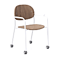 KFI Studios Tioga Guest Chair With Arms And Casters, Beech/White