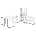 kathy ireland® Office by Bush Business Furniture Method 72"W L Shaped Desk with 30"W Return, File Cabinets and Bookcase, White, Standard Delivery 1 thumbnail image