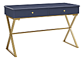 Linon Home Décor Products Amy Home Office Campaign Desk,Blue/Gold