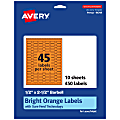 Avery® Printable Labels With Sure Feed® Technology, 94749-BOP10, Barbell, 1/2" x 2-1/2", Matte Bright Orange, Pack of 450 1 thumbnail image