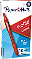 Paper Mate® Profile™ Retractable Ballpoint Pens, Bold Point, 1.4 mm, Translucent Barrel, Red Ink, Pack Of 12
