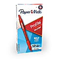 Paper Mate® Profile™ Retractable Ballpoint Pens, Bold Point, 1.4 mm, Translucent Barrel, Red Ink, Pack Of 12