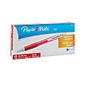 Paper Mate® Retractable Gel Pens, Fine Point, 0.5 mm, Red Barrel, Red Ink, Pack Of 12