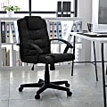 Flash Furniture LeatherSoft™ Faux Leather Mid-Back Swivel Task Chair With 21 1/2" Back Cushion, Black