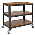 Flash Furniture Rolling Storage Cart, 29 3/4”H x 30”W x 18”D, Brown Oak