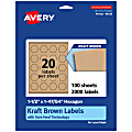 Avery® Kraft Permanent Labels With Sure Feed®, 94120-KMP100, Hexagon, 1-1/2" x 1-47/54", Brown, Pack Of 2,000 1 thumbnail image