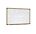 Ghent Prest Magnetic Dry-Erase Whiteboard, Porcelain, 38-1/4” x 50-1/4”, White, Natural Wood Frame