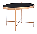 Zuo Modern Gotta End Table, Oval, 15 3/4"H x 27 5/8"W, Black/Gold