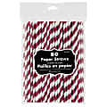 Amscan Striped Paper Straws, 7-3/4", Berry, Pack Of 80 Straws 1 thumbnail image