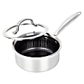 Brentwood® 3-Ply Hybrid Non-Stick Stainless Steel Saucepan with Tempered Glass Lid, 1.5-Qt., Silver 1 thumbnail image