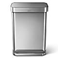 simplehuman® Rectangular Step Can With Liner Pocket, 14.5 Gallons, Brushed Stainless Steel