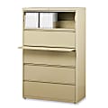Lorell® Fortress 36"W x 18-5/8"D Lateral 5-Drawer File Cabinet, Putty