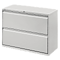 Lorell® Fortress 36"W Lateral 2-Drawer File Cabinet, Metal, Light Gray