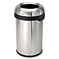 simplehuman® Bullet Round Metal Open Trash Can, 21 Gallons, Brushed Stainless Steel