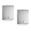 Alpine Industries Stainless Steel Brushed C-Fold/Multi-Fold Paper Towel Dispensers, Pack Of 2 Dispensers 1 thumbnail image